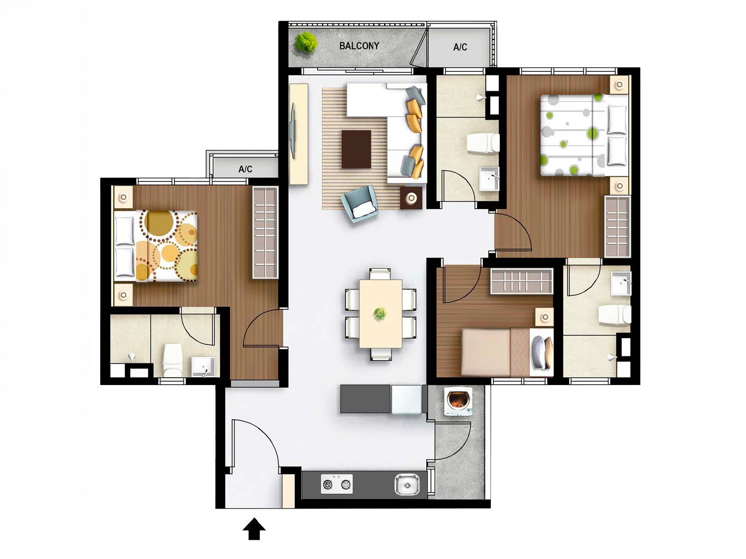M Aurora 916sf Dual Key Floor Plan Layout